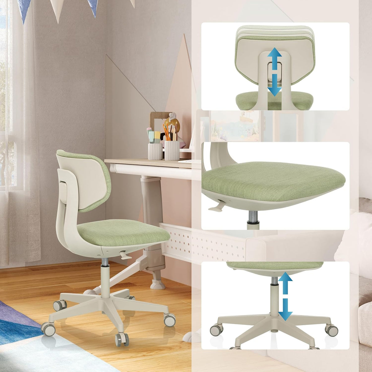 hjh OFFICE Kinder bureaustoel KID CLASSIC Stof Groen