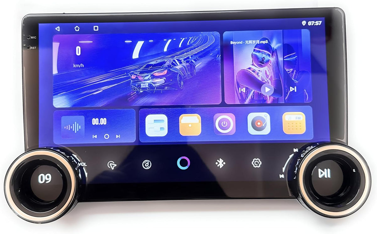 AudioTune Autoradio, 10,1 inch met Android 13 display, Apple Carplay Android auto, draadloos, stereo, bluetooth radio, autodisplay, autodisplay, automonitor, met navigator + FM-handgrepen, USB