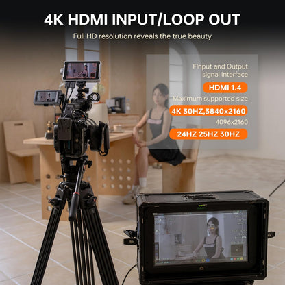 VILTROX DC-V1 5,5 inch Touchscreen Camera Veldmonitor DSLR-monitor met 3D LUT Golfvorm 400Nits 160 ° Brede kijkhoek 1920X1080 IPS 4K HDMI Loop in/Out Video Peaking Focus Assist, Batterij/Zonnescherm