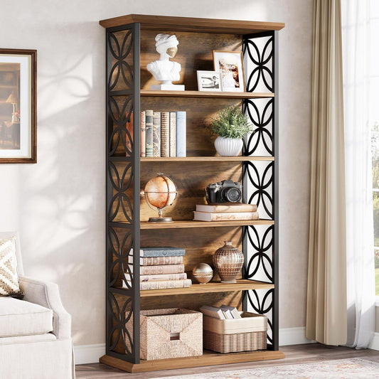 Tribesigns 6 Tier Bookshelf, 71 Inch Metal Frame Industrial Bookcase, Freestanding Open Storage Shelves for Home Office, Living Room, Bedroom