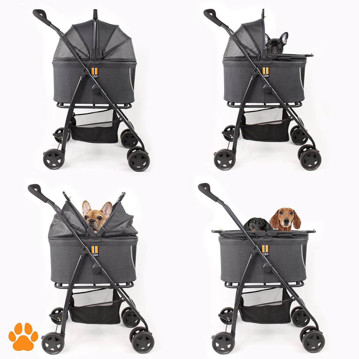 model Coco 2-in-1-hondenwagen & huisdierbuggy tot 15 kg met extra mand voor boodschappen of dieraccessoires, eenvoudig inklapbaar op wendbare, flexibele wielen in modern design