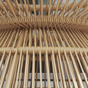 Tuintafel - Tuintafel Rond - Bijzettafeltje - Bistrotafel - Salontafel - Rotanlook - met  Dienblad van Gehard Glas - voor Terras - Tuin - Ø 60 x 37 cm - 	Natuurlijk Hout