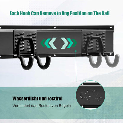 Gereedschapsrek - Gereedschapwand - Gereedschaphouder - Wandhouder - voor Tuingereedschap - Elektrisch Gereedschap - met 4 Paneele - 9 Haken - Veelzijdige Haakconfiguratie - Robuust - voor Garage - Tuin - 162 cm - Zwart
