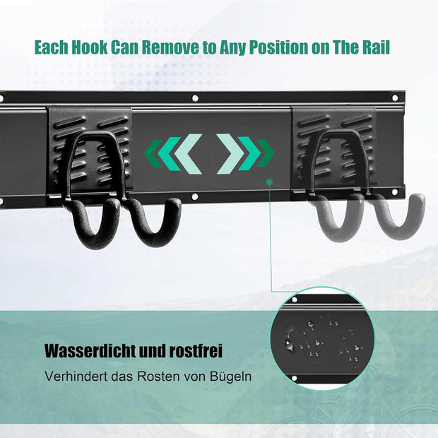 Gereedschapsrek - Gereedschapwand - Gereedschaphouder - Wandhouder - voor Tuingereedschap - Elektrisch Gereedschap - met 4 Paneele - 9 Haken - Veelzijdige Haakconfiguratie - Robuust - voor Garage - Tuin - 162 cm - Zwart