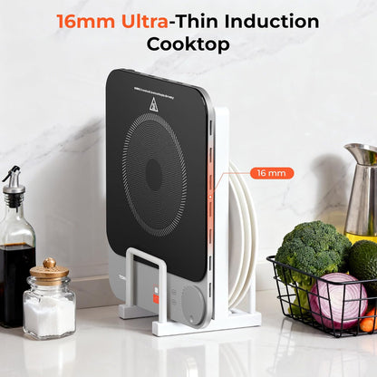 TOKIT Inductie Cooker Inductiekookplaat automatische panherkenning 2100 W 1-knops bediening 16 mm ultradun Sous-Vide kristaloppervlak anti-kras-grijs