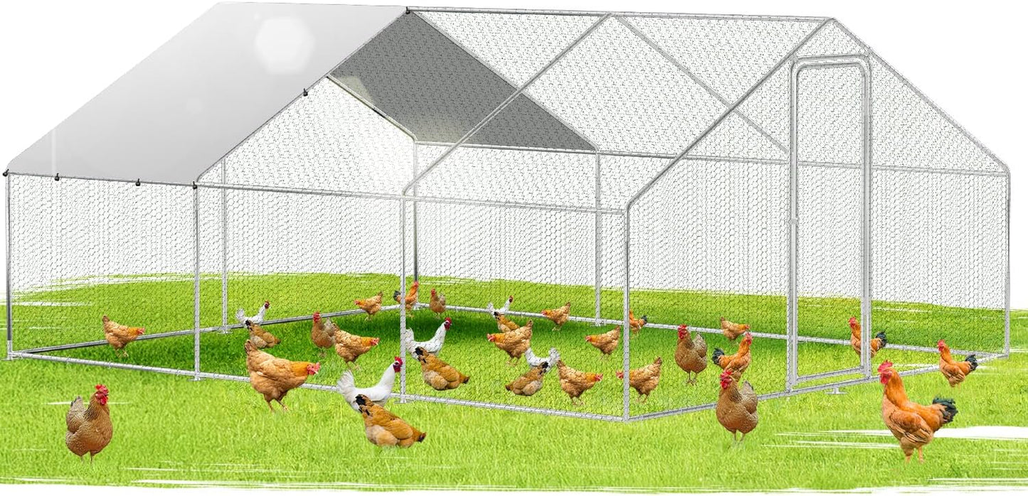 Kippenren – Kippenhok – Buitenren – Dierenren – Ren Voor Kleine Dieren – XXL 3x6x2 Meter – Thermisch Verzinkt Stalen Frame Met Slot