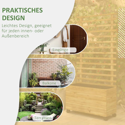 Outsunny Hochbeet Pflanzkasten mit Rankgitter,Rolle,Spalier Pflanzkübel Blumenkasten Holz,Gartenspalier 76x30x155cm für Garten Balcony Terrasse,Blumenkübel für Kletterpflanzen Korbpflanzen, Blumen - QUORE