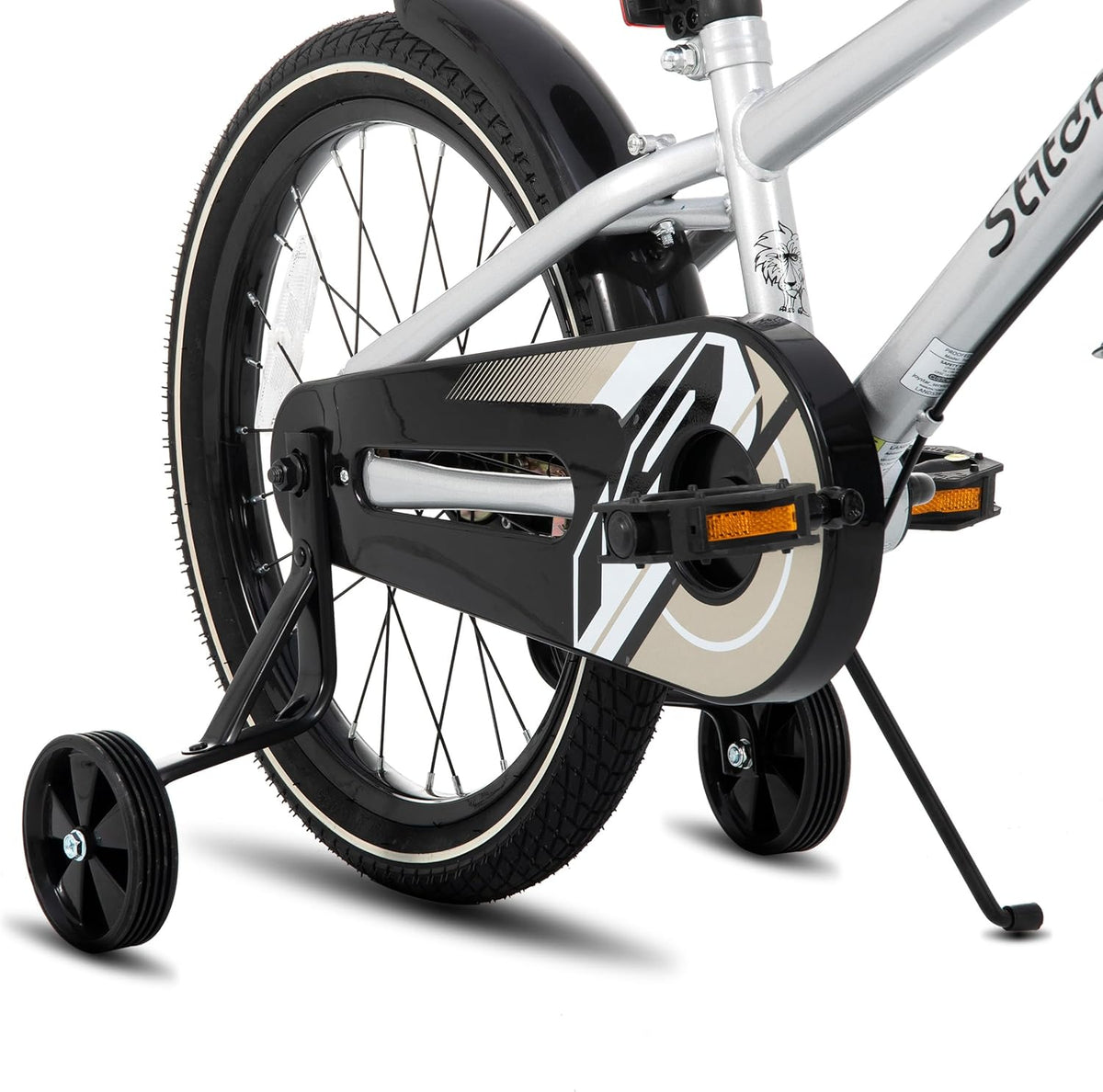 STITCH Vintage 20 inch kinderfiets voor jongens en meisjes van 9-11 jaar, met stabilisator en standaard, zilver