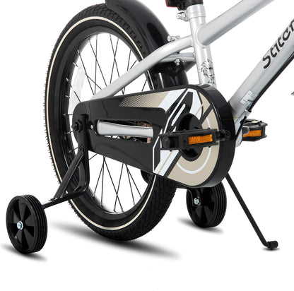STITCH Vintage 20 inch kinderfiets voor jongens en meisjes van 9-11 jaar, met stabilisator en standaard, zilver