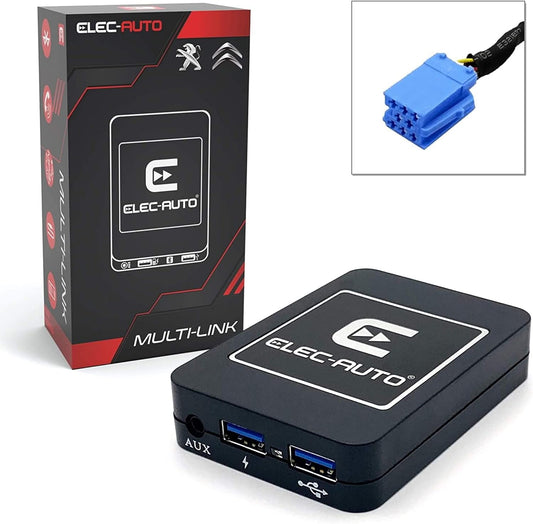 Bluetooth-interface – USB MP3 – hulpstuk voor auto Peugeot, Citroen met ISO-stekker | Handsfree streaming audio | oplader | jackstekker | onzichtbare inbouwbehuizing | radio-accessoires