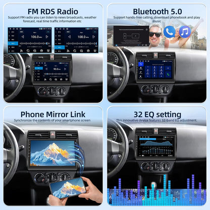 [4G+64G] Android Car Radio for Suzuki Swift 2005-2010 with Wireless Carplay & Android Auto, 10 inch IPS Touch Screen Car Stereo with GPS, WiFi, 32EQ, Bluetooth 5.0, FM/RDS Radio