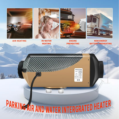 Standkachel Diesel 12V – Dieselverwarming – Dieselkachel Camper – Garageverwarmer – Werkplaatskachel – 7 kW Dual Lucht- en Waterverwarming – Bidirectionele Afstandsbediening Met LCD-Display