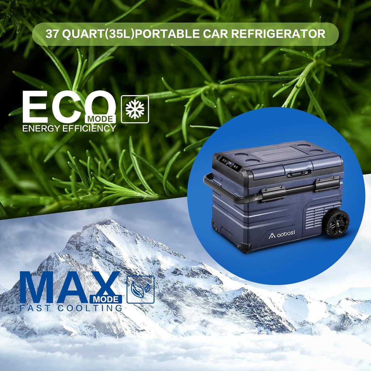 AAOBOSI 35 l compressor koelbox dual zone, koelbox auto met wifi-app-besturing USB-aansluiting, 12/24 V en 100-240 V koelbox tot -20 °C voor auto, vrachtwagen, boot, camper, camping