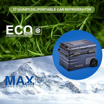 AAOBOSI 35 l compressor koelbox dual zone, koelbox auto met wifi-app-besturing USB-aansluiting, 12/24 V en 100-240 V koelbox tot -20 °C voor auto, vrachtwagen, boot, camper, camping