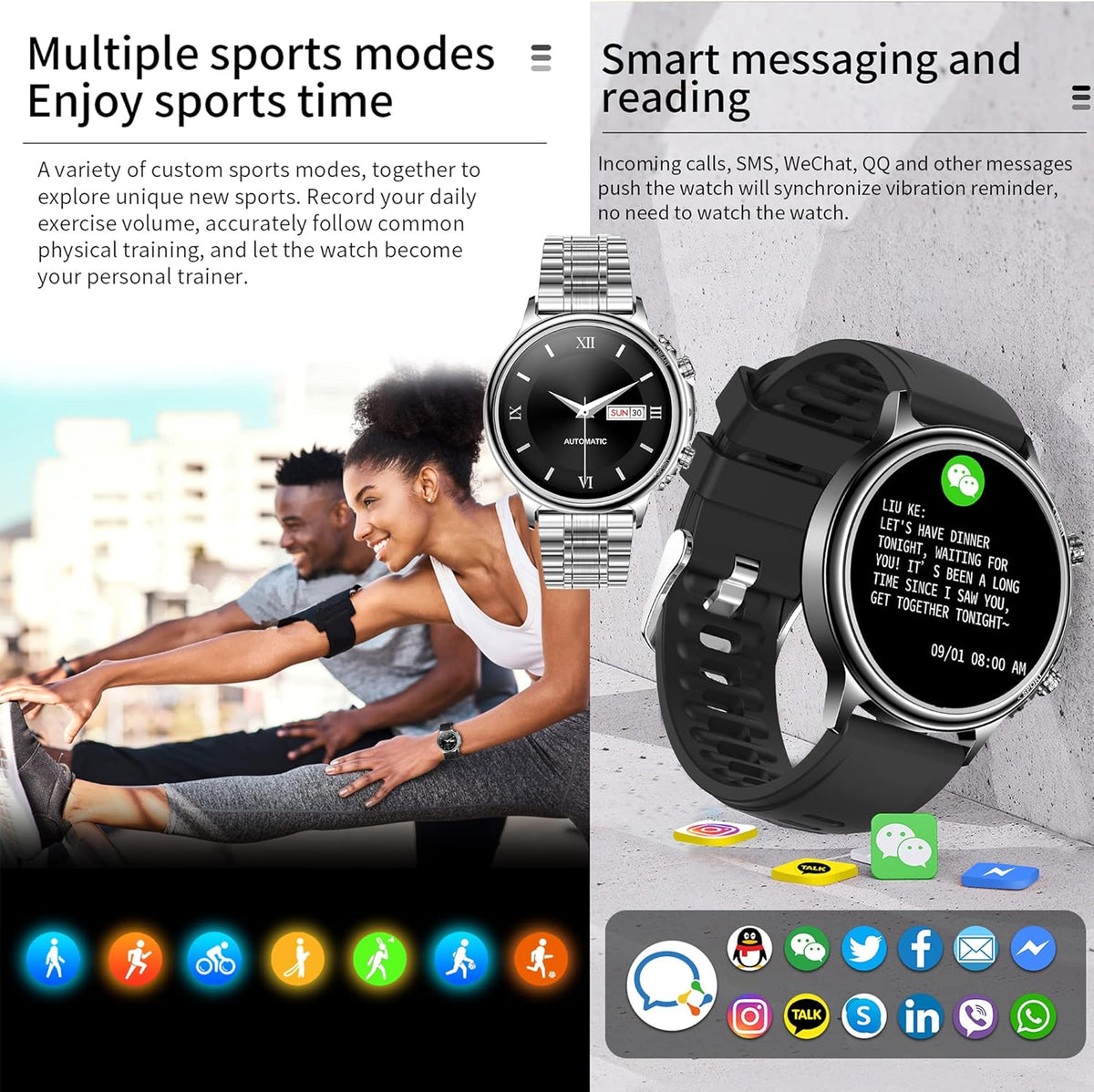 Smartwatch Dames met Bellen/Kiezen via Bluetooth, Smart Watch voor Dames, Slaapmonitor Menstruatie volgen, Calorie Stappenteller Stopwatch Smart Activity-Armband voor Android iOS (Zilver Staal)