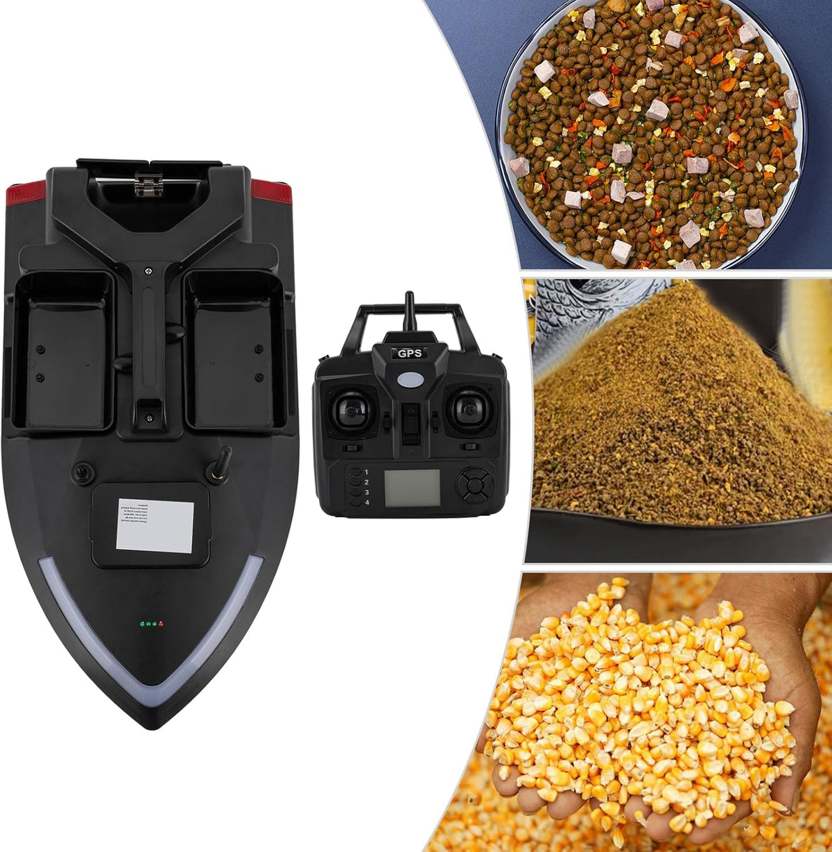 49 x 26.5 x 28.2 cm, Feeder Boat, Baitboat, Fishing Cage, Boat, RC Carp Fishing, Fish Finder, Wireless, Night Fishing, Fishing Bait, Bait Boat with Remote Control, GPS, Bait, Fishing Bait, 500 m - QUORE