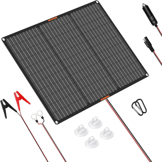 50 W 12 V zonne-auto-acculader, zonnepaneel maintainer draagbaar waterdicht power zonne-onderhoudslader voor boot, auto, camper met alligatorclip