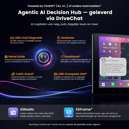 ATOTOZONE A7 Android Double Din Autoradio, 9" 4+64GB Octa‑Core, Draadloze CarPlay & Android Auto, Wi‑Fi/USB/BT, SCVC & LRV, Hi‑Fi  DSP met 4 V Pre‑Outs, AI Chat & GPS‑Tracking