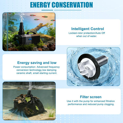 Eco Vijverpomp voor buiten, 16.000 l/u, 140 W, energiebesparende waterpomp, vijverfilterpomp, vijverfilter, beeklooppomp, fonteinpomp voor waterval, koivijver, beekloop, tuin