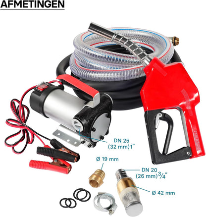 Dieselpomp – Brandstofpomp – Transferpomp – Stookoliepomp – Biodieselpomp – 12 V, 150 W, 40 L/min – Zelfaanzuigend