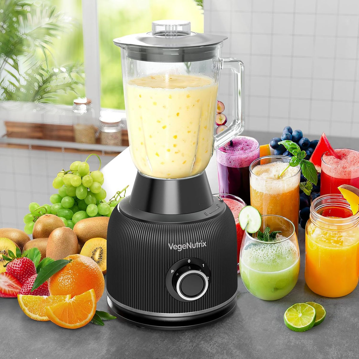 1500 W keukenmachine en mixer combinatie, 2,5 l hakmolen voor vlees, groenten en deeg, 2 l blender met glazen reservoir, 2 snelheden en pulsfunctie voor smoothies, sap enz.