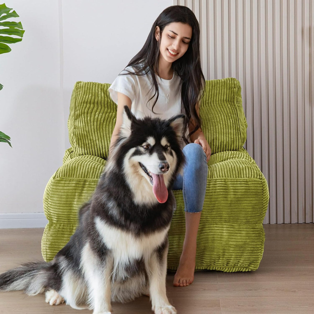 MAXYOYO Opvouwbare slaapbank, converteerbare slaapstoel met kussen, matras met rugsteun, draagbaar stoelbed, comfortabele vloerbank-lounge voor woonkamer, slaapkamer, groen