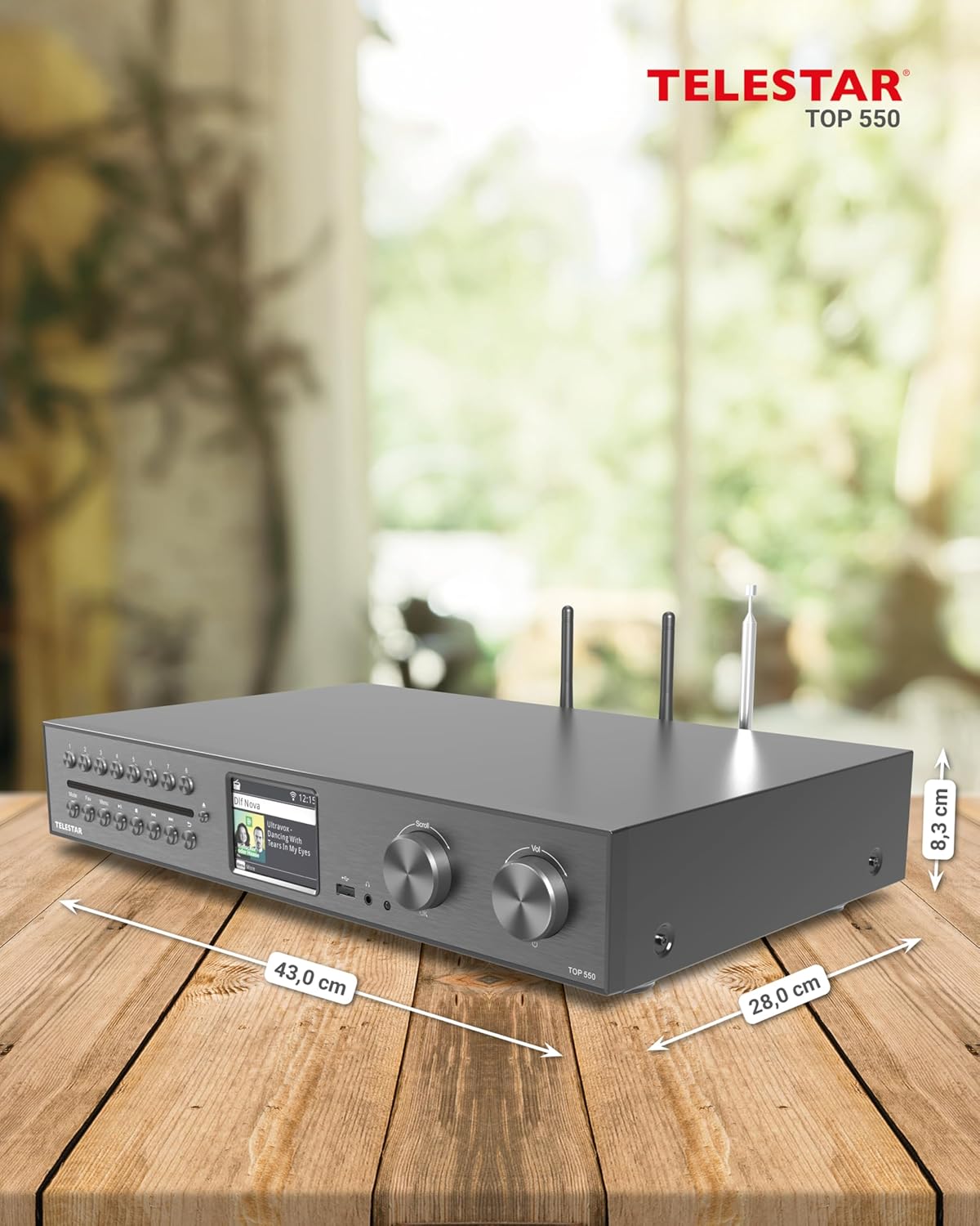 TELESTAR TOP 550 HiFi-systeem met versterker en cd-speler (43 cm breedte, 2 × 30 W, internetradio/DAB+, Bluetooth zend-/ontvangstfunctie, USB-opname, streamingdiensten) - zwart