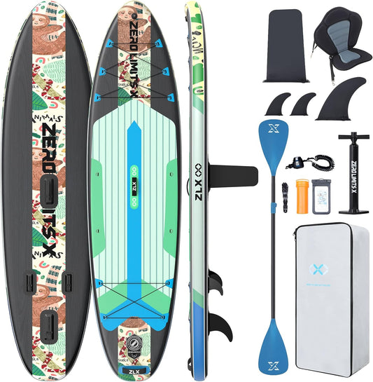 <font dir="auto" style="vertical-align: inherit;"><font dir="auto" style="vertical-align: inherit;">        ZLX Inflatable SUP 10'6" Paddleboard for Adults – Non-Slip Stable Deck, Unique Center Fin, Includes Premium Accessories, Suitable for Beginners and
