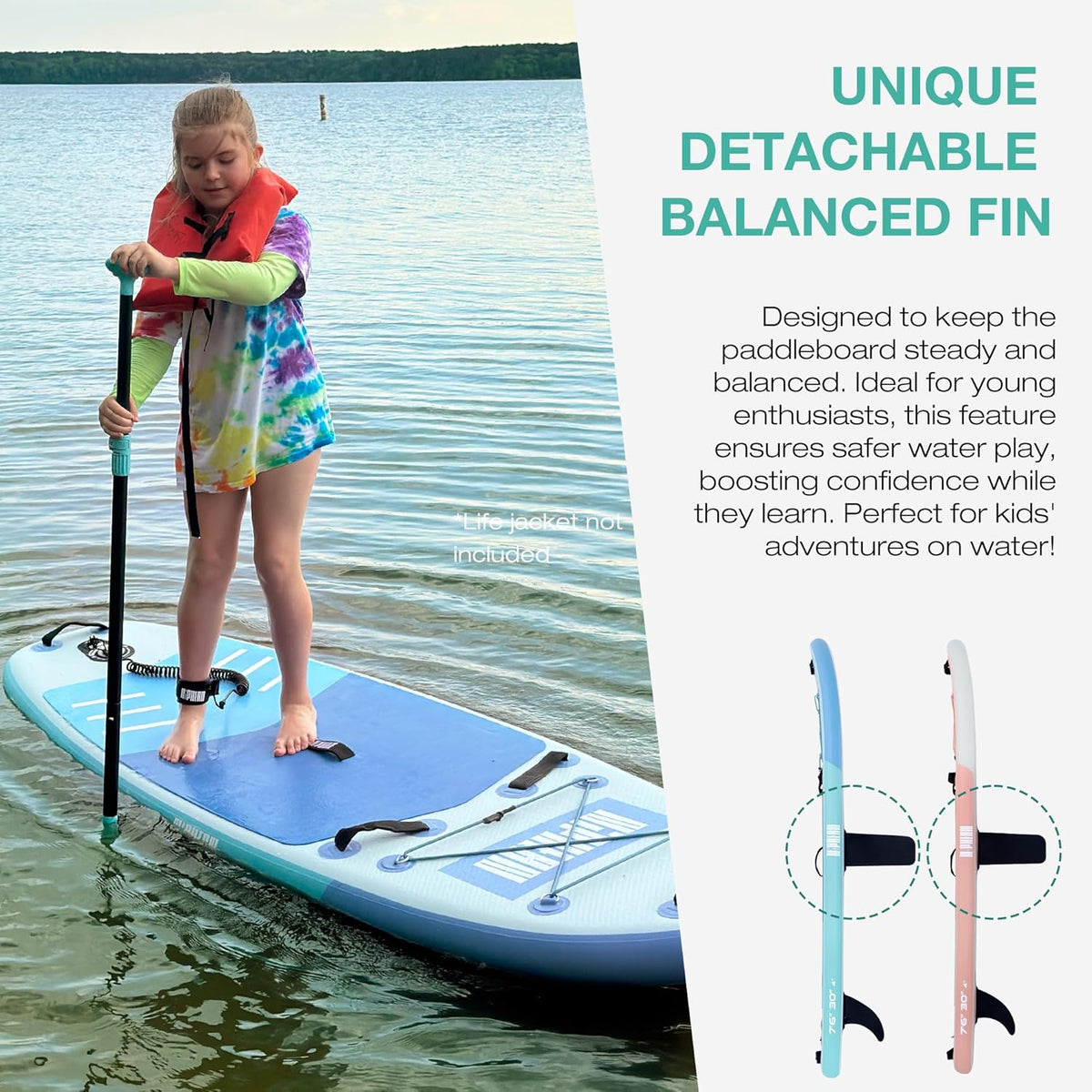 Niphean (Ultralicht) opblaasbaar paddleboard met (Beginner-vriendelijk) stabilTrac vin en duurzame SUP-accessoires, 10 'stand-up paddleboards voor volwassenen en jongeren, veelzijdig yoga-paddleboard