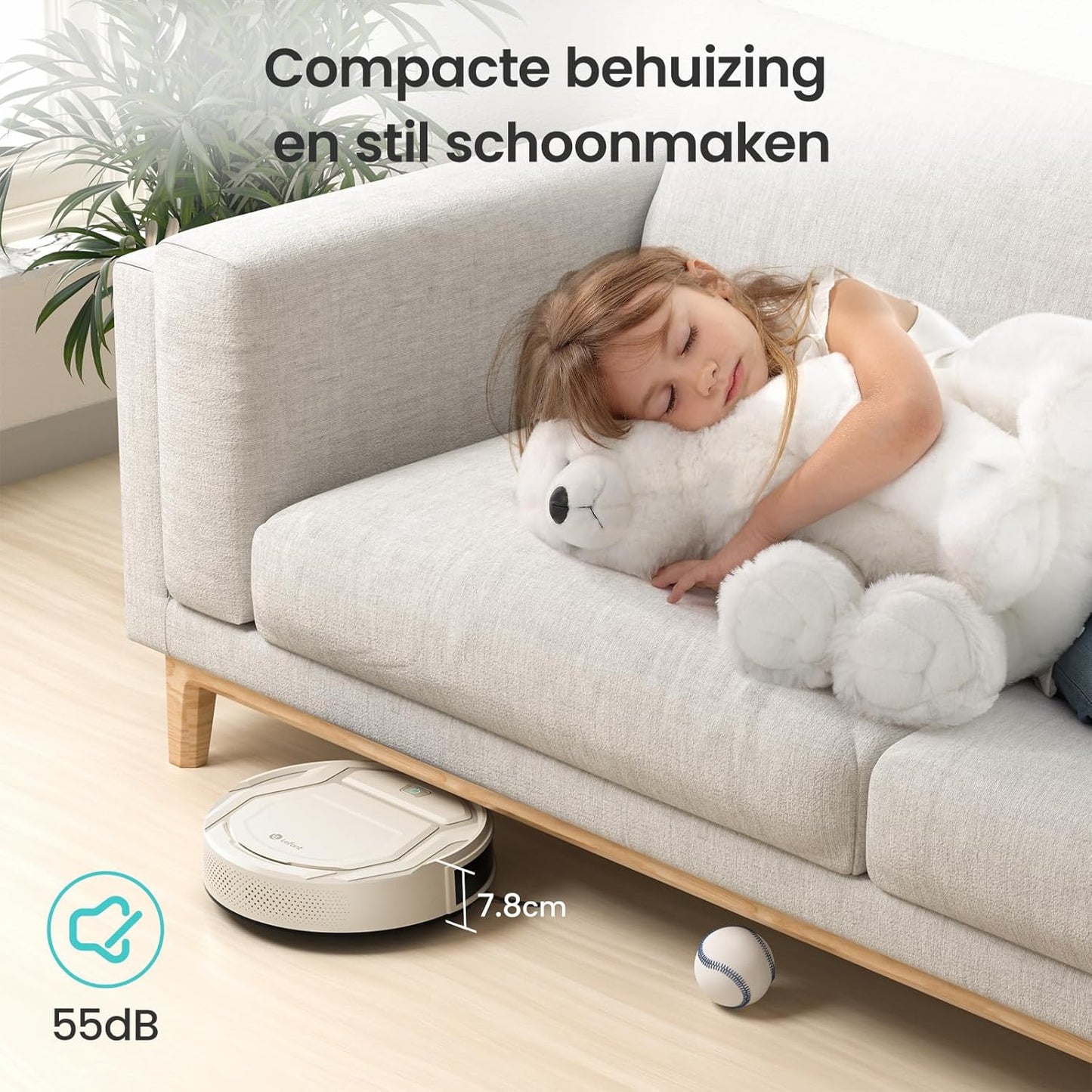 Lefant Dunne robotstofzuiger, 2200 Pa, stil, 55 dB, verbonden met wifi/Bluetooth/Alexa/app, 120 minuten batterijduur, zelfopladen, ideaal voor dierenharen op harde vloeren, M210P champagne