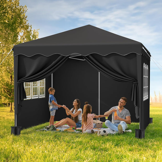 Paviljoen - Tuinpaviljoen - Partytent - Tuintent - Pop-up Kliksysteem - Stabiel - Opvouwbaar - Waterdicht - Winterbestendig -  50+UV-Bescherming - voor Tuin - Buiten - Achtertuin - 420D Oxford - Metalen Frame - 3 x 3 m - Zwart