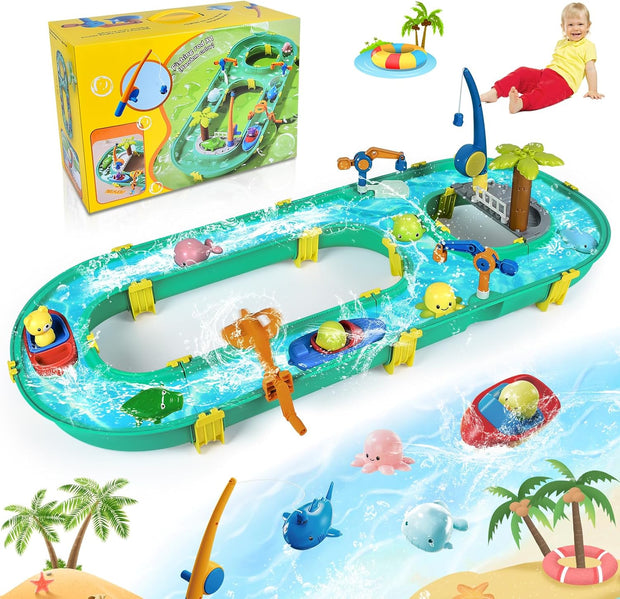 Watertafel - Watertafel Speelgoed - Waterspeeltafel - Zandmachine - Activiteitentafel - met 2 Boten - 57 stuks - Accessoires - Volledig Spel - Zomerspeelgoed - voor Kinderen - Buiten - Groen