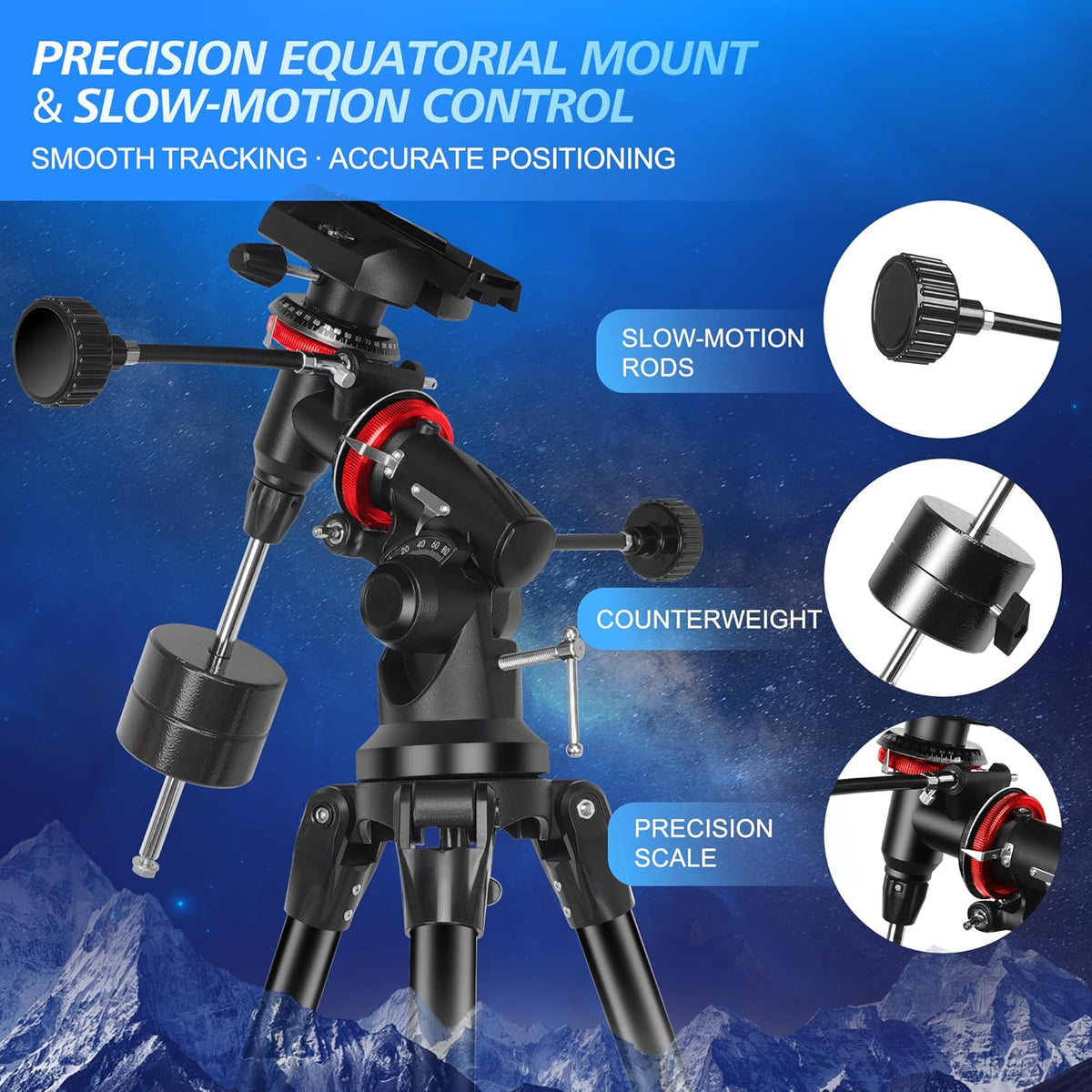 Reflector telescoop 150EQ voor volwassenen en beginners, professionele astronomische telescoop met equatoriaal frame, smartphonehouder, statief, stofhoes en draagtas