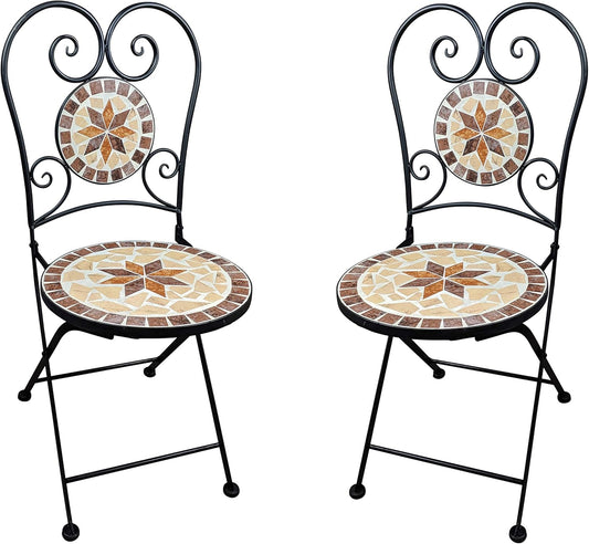 Tuinstoel Mozaïek Opvouwbare Balkon Stoel Mozaïek Bistro Stoel Metalen Tuinmeubilair Decoratieve Stoel Tuin Bistro