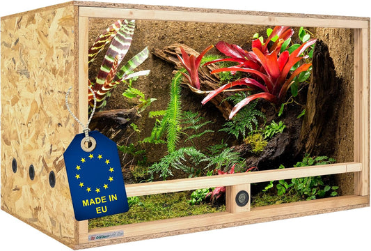 ITA Houten Terrarium 120x60x60 cm met Zijventilatie & Ingebouwde Hygrometer - Houten terrarium van OSB-3 platen - Voor reptielen, slangen, amfibieën - EU Product, FSC gecertificeerd