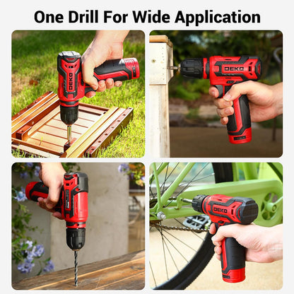 Gereedschapskit Doos Boorset: DEKO 238 Stuks Home Mechanic Toolbox met 12V Power Draadloze Boor Hand Reparatie Gereedschap Sets Combo Kits Opslag Organizer Lade Case voor Mannen (Rood)