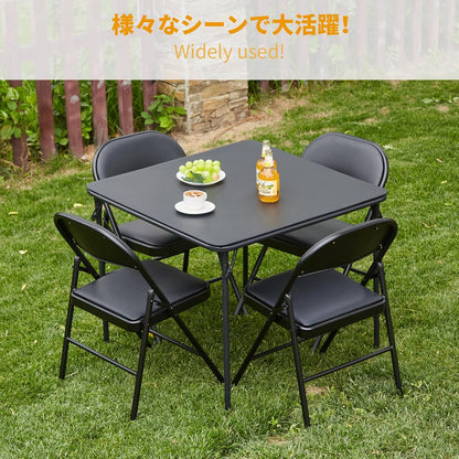 BOOSDEN Klapstoelen 4 stuks, opvouwbare stoel, metalen klapstoel, zware klapstoelen met gewatteerde stoelen voor buiten, binnen, dineren, feest, zwart