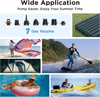 AIRBANK Paddle Board-pomp Elektrisch 20PSI The Puffer Pro, draagbare SUP-pomp, tweetraps inflatie en automatische uitschakeling luchtpomp voor kajak, opblaasboten, boten, tent, matras, vliegervleugels