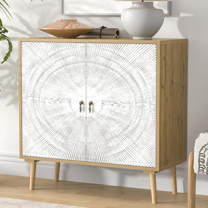 Dressoir gesneden keukenkast, vintage buffetkast, houten opbergkast met verstelbare plank, poten van massief hout, voor woonkamer, keuken, eetkamer, 80 x 35 x 80 cm