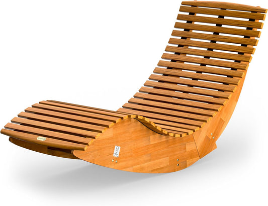 CASARIA® JAVA Sun lounger FSC®-certified Acacia wood Ergonomic Rocking Chair Lounger Garden Sauna - QUORE