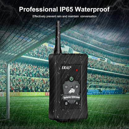 EJEAS FBIM Professionele Bluetooth-intercom voor scheidsrechter, 850 mAh volduplex 1500 M draadloze intercom met ruisonderdrukking voor voetbal en handbal (4 stuks)