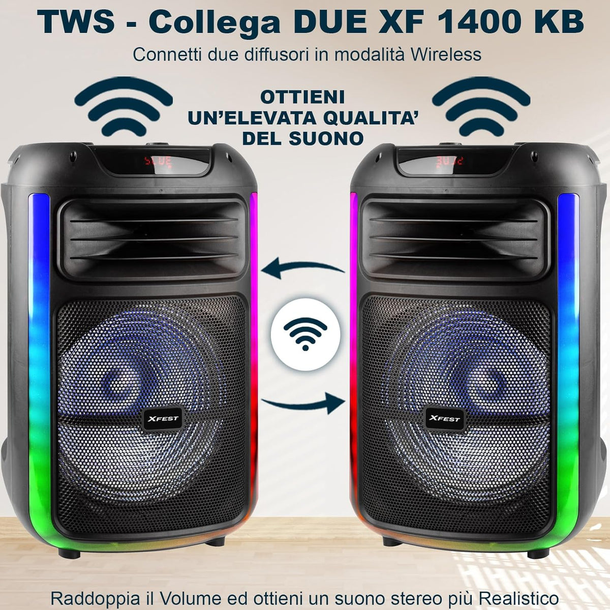 Draadloze Feestspeaker – Karaoke Speaker – Partyspeaker – Draagbare Luidspreker – Bluetooth Speaker – Inclusief Microfoon – 100 W Vermogen – TWS-Functie