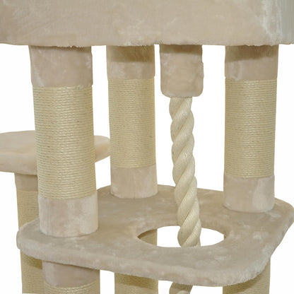 Krabpaal – Krabboom – Kattenboom – Kattenkrabpaal – Kattenmeubel – Extra Groot Ligvlak – Robuust Sisal & Hout – 158 x 85 x 49 cm – Beige