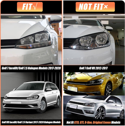 VLAND Koplampen Compatibel met Golf 7 facelift/Golf 7.5 MK7.5 halogeen 2017-2020 (Niet voor Golf MK7/GTI/GTD/Rline), Met E-keurmerk, 1 set (Rood/VOLLEDIG LED)