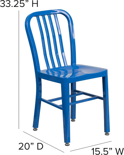 Flash Furniture Commerciële stoel voor binnen en buiten, van metaal, 2 stuks, blauw
