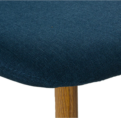 DRW Set van 4 stoelen en poten van metaal, houtlook in blauw en hout, 44 x 52 x 87 cm, zitvlak 49 cm