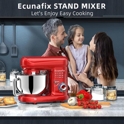 Planetary kneedmachine, professionele keukenmachine, 6,5 l, 1500 W, multifunctioneel, 6 + P, snelheid, geluidsarm, elektrische mixer met kneedhaak, platte garde