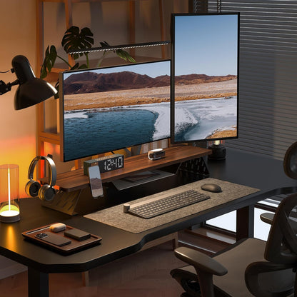 Fenge Monitor Stand Riser met Opslag Plank 108cm, Max Belasting 30KG (Bruin)