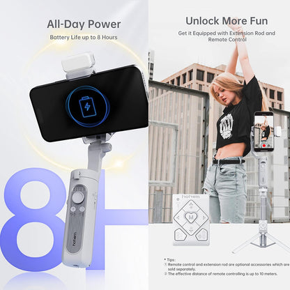 hohem iSteady XE Gimbal-stabilisator voor smartphone, 3-assige telefoonstabilisatoren met statief voor video-opname, 280 g laadvermogen vervanging voor iPhone 14 Pro/13/12/11 met vullicht