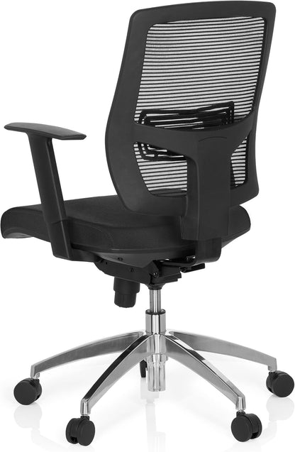 hjh OFFICE 657284 bureaustoel draaistoel NET 90 stof zwart/zwart, eersteklas afwerking, in hoogte verstelbare rugleuning, in hoogte verstelbare armleuningen, ergonomische bureaustoel